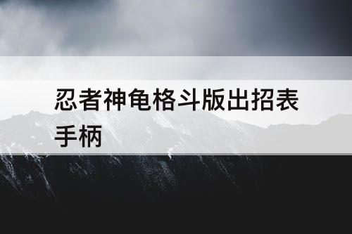 忍者神龟格斗版出招表手柄