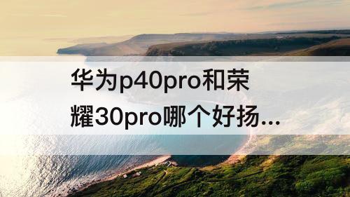 华为p40pro和荣耀30pro哪个好扬声器好