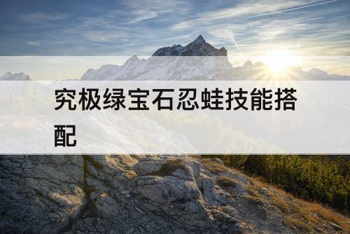 究极绿宝石忍蛙技能搭配