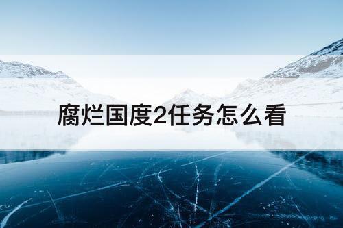 腐烂国度2任务怎么看