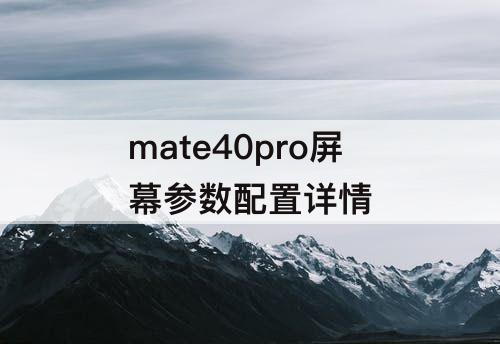 mate40pro屏幕参数配置详情