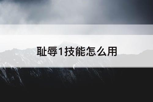 耻辱1技能怎么用