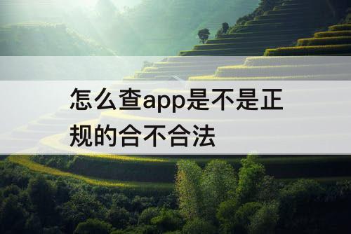 怎么查app是不是正规的合不合法
