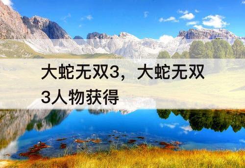 大蛇无双3，大蛇无双3人物获得