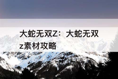 大蛇无双Z：大蛇无双z素材攻略