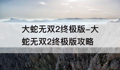 大蛇无双2终极版-大蛇无双2终极版攻略