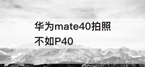 华为mate40拍照不如P40