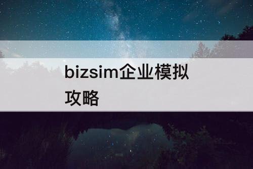 bizsim企业模拟攻略