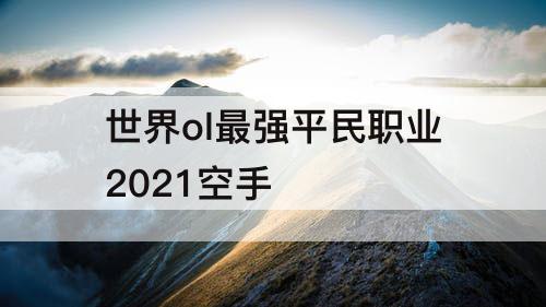 世界ol最强平民职业2021空手